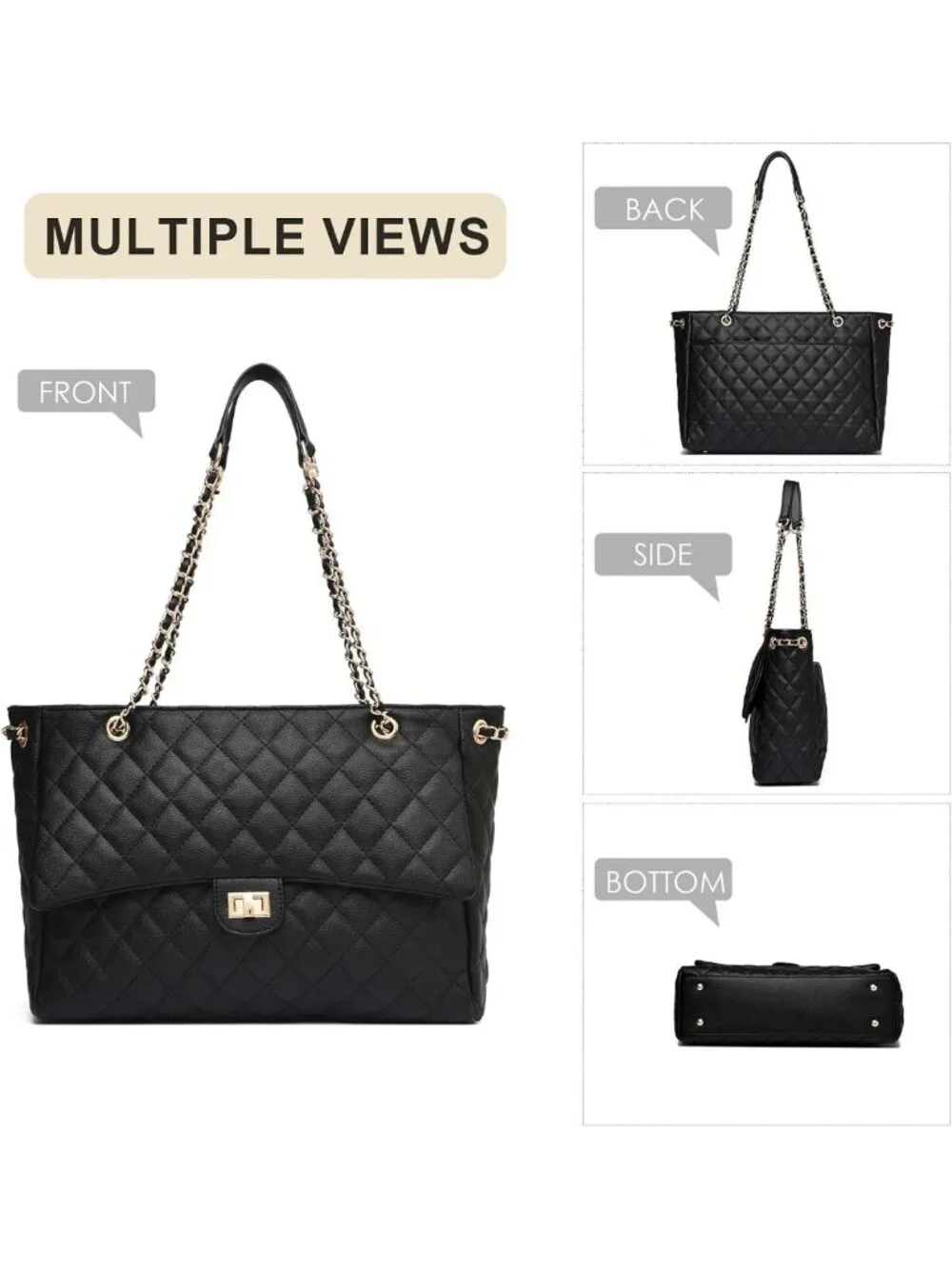 Chic Quilted Satchel Tote Bag for Women | Stylish Leather Crossbody Purse for